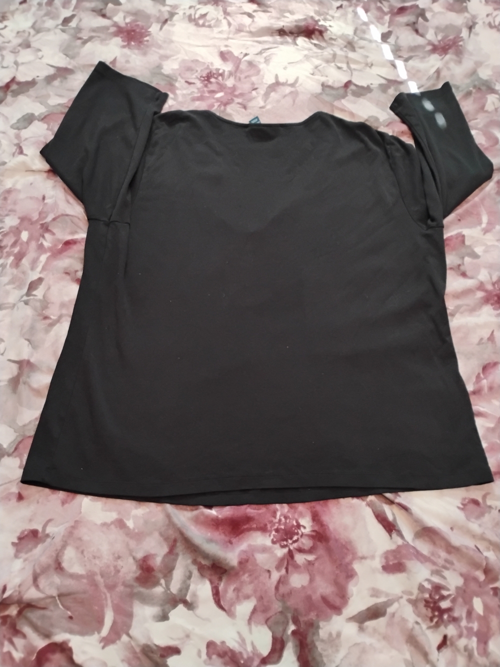 Karen Scott Black 3/4 Sleeve V Neck Neck Tee Size 2x